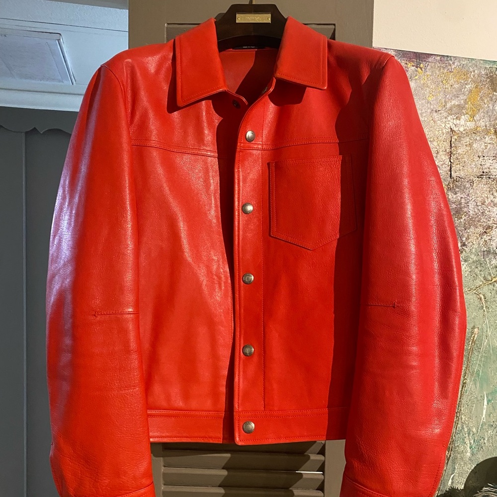 Tom Ford red leather jacket hand made in Italy- original cost $6,500